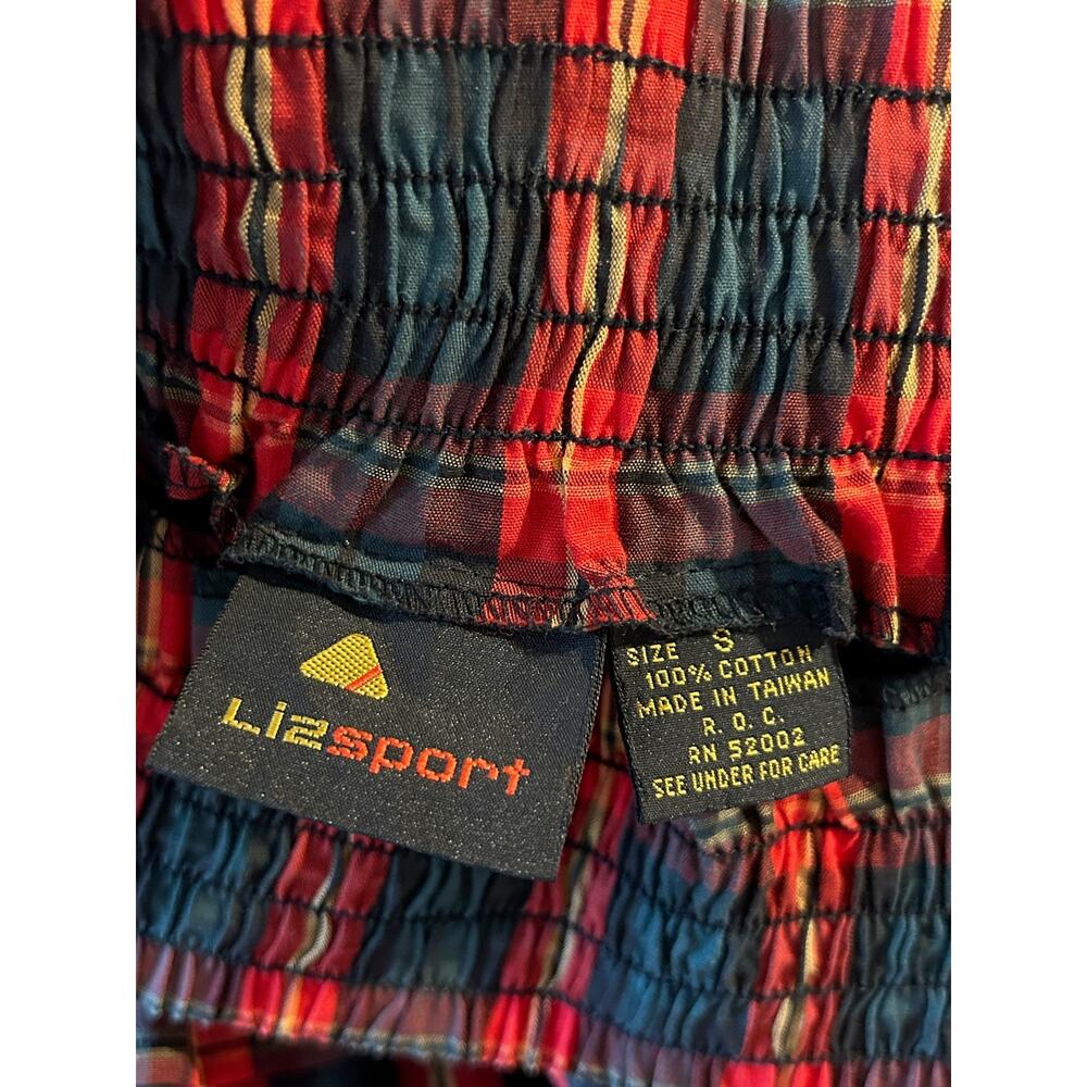 VTG 90s LizSport Red Green Plaid Maxi Skirt S Cottagecore Academia Tarten Pocket - Picture 4 of 8